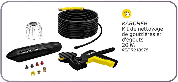 Offre: Kit de nettoyage de gouttières et d'égouts kärcher 20m