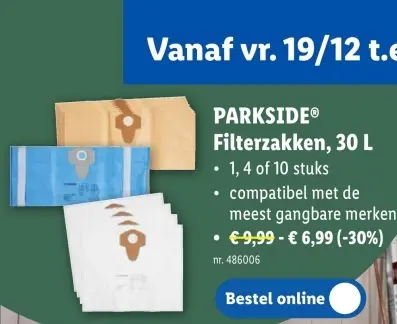 Promotie: Filterzakken, 30 L