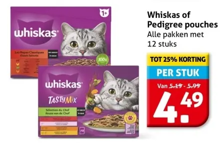 Aanbieding: Whiskas or Pedigree pouches