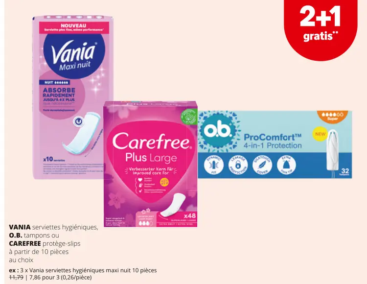 Offre: Serviettes hygiéniques, tampons