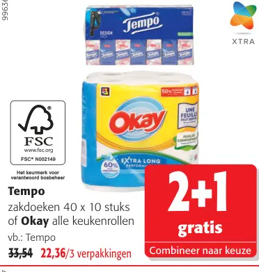 Promotie: Tempo zakdoeken of Okay keukenrollen
