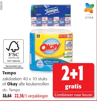 Promotie: Tempo zakdoeken of Okay keukenrollen
