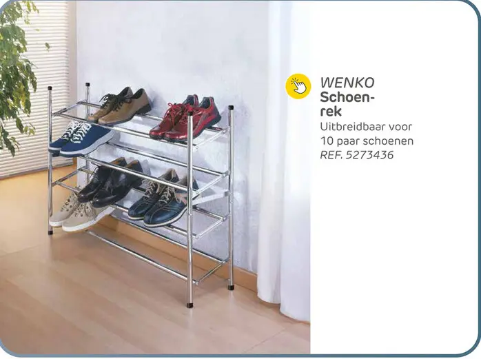Promotie: Wenko schoenenrek uitschuifbaar voor 10 paar schoenen