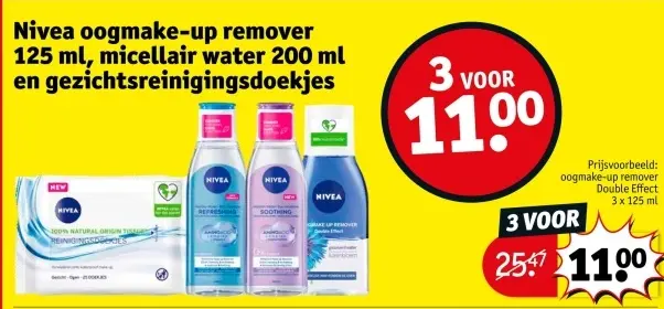 Aanbieding: Nivea oogmake-up remover, micellair water en gezichtsreinigingsdoekjes