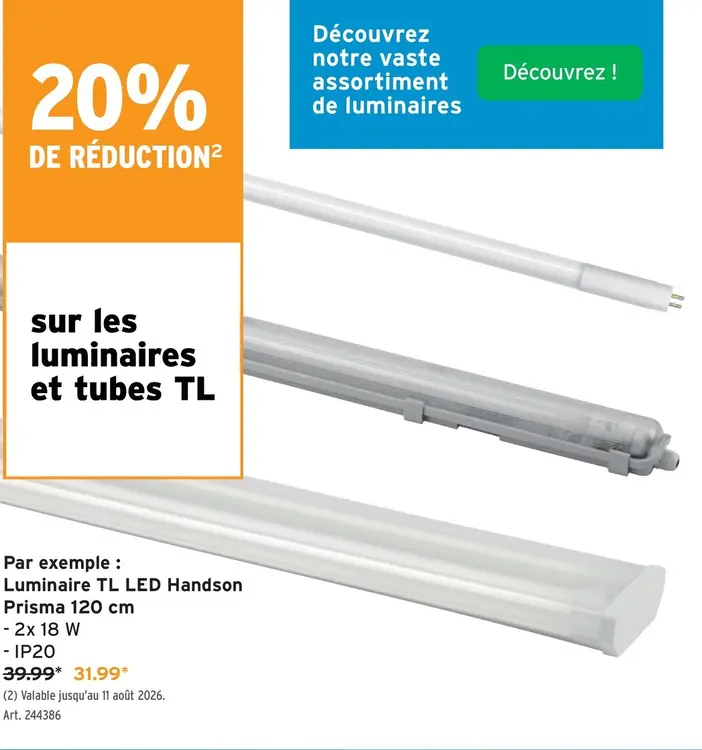 Offre: Luminaire TL LED Handson Prisma