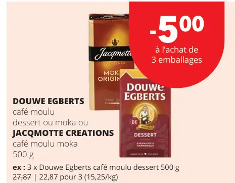 Offre: Douwe Egberts ou Jacqmotte Creations