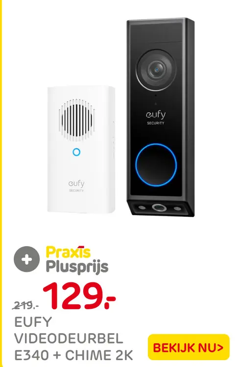 Aanbieding: Videodeurbel e340 + chime 2k