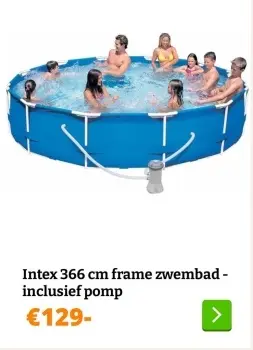 Aanbieding: Intex 366 cm frame zwembad - inclusief pomp