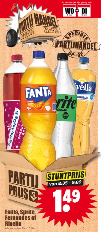 Aanbieding: Fanta, Sprite, Fernandes or Rivella