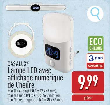 Offre: Lampe LED avec affichage numérique de l'heure