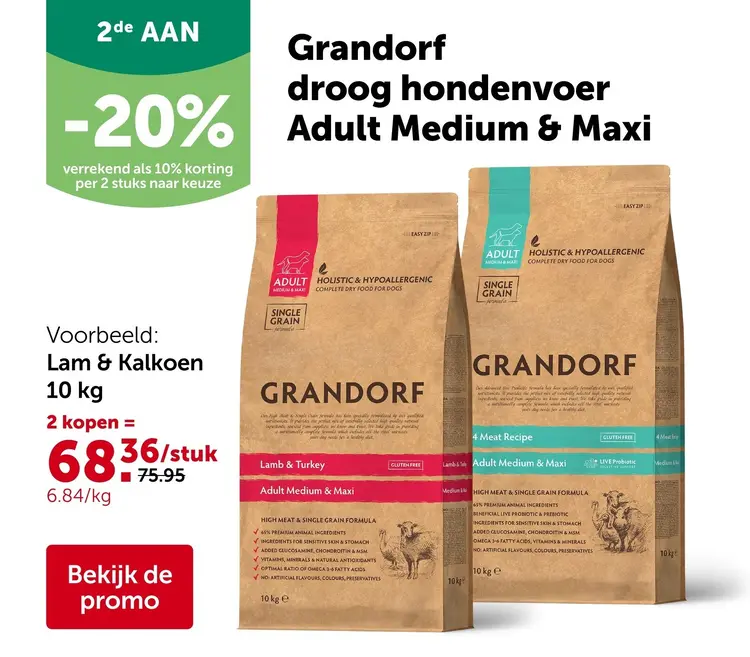 Promotie: Grandorf droog hondenvoer Adult Medium & Maxi