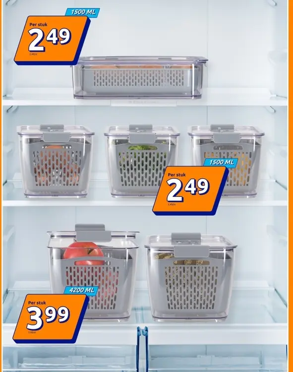 Aanbieding: Diverse vershoudbakjes koelkast