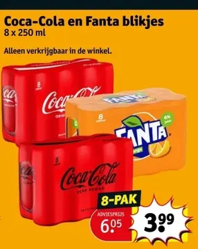 Aanbieding: Coca-Cola en Fanta blikjes