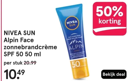 Aanbieding: NIVEA SUN Alpin Face zonnebrandcrème