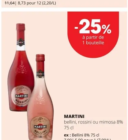 Offre: Bellini, rossini ou mimosa 8%