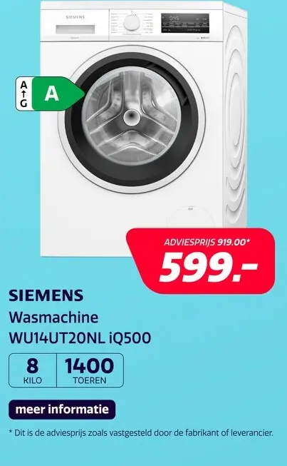 Aanbieding: Siemens WU14UT20NL iQ500