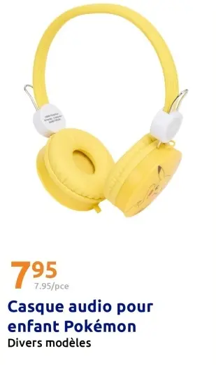 Offre: Casque audio pour enfant Pokémon