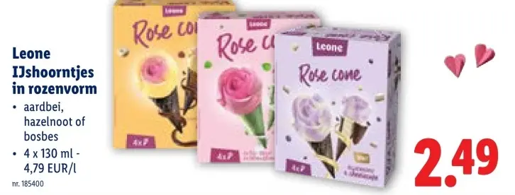 Promotie: IJshoorntjes in rozenvorm