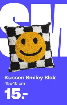 Aanbieding: Kussen Smiley Blok