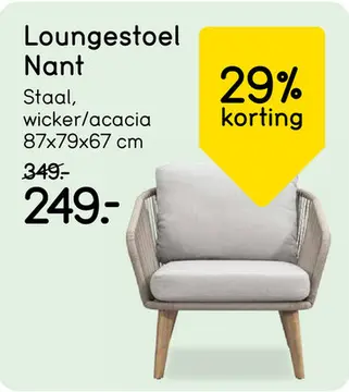 Aanbieding: Loungestoel Nant - wicker/acacia taupe - 87x79x67 cm