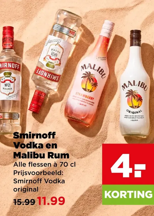 Aanbieding: Smirnoff Vodka en Malibu Rum
