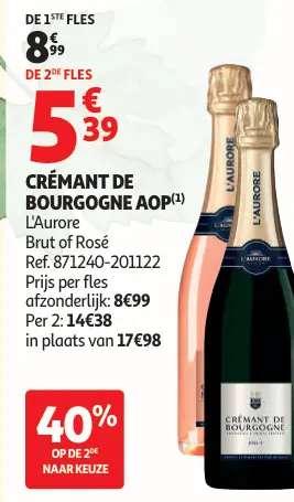 Promotie: L'Aurore Crémant de Bourgogne AOP L'Aurore Brut of Rosé