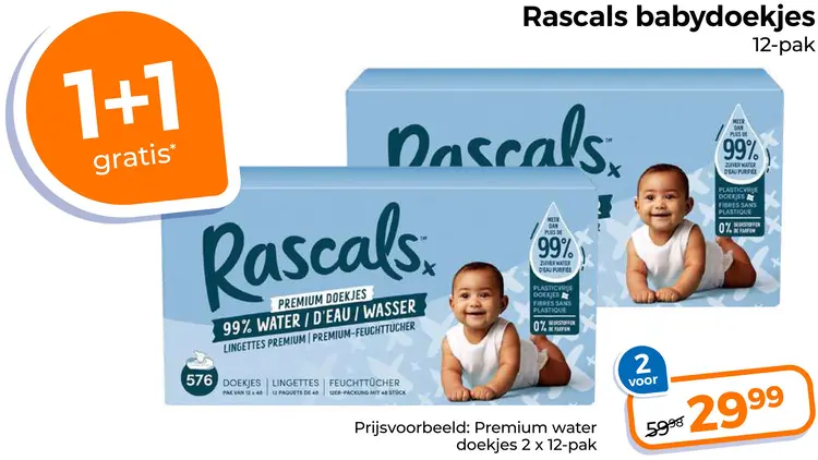 Aanbieding: Rascals babydoekjes