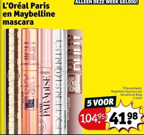 Aanbieding: L'Oréal Paris en Maybelline mascara