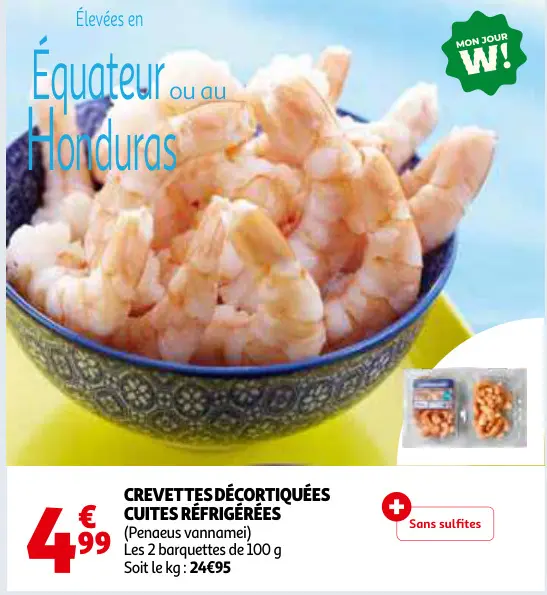 Promotie: Crevettes décortiquées cuites réfrigérées