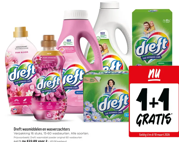 Promotie: Dreft wasmiddelen en wasverzachters