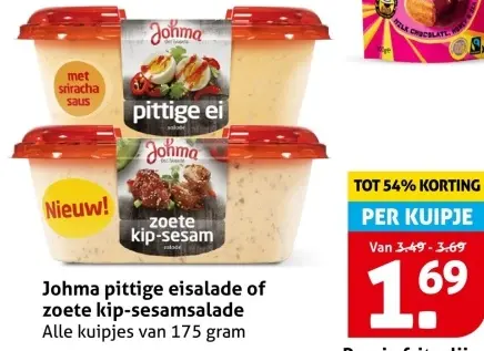 Aanbieding: pittige eisalade of zoete kip-sesamsalade