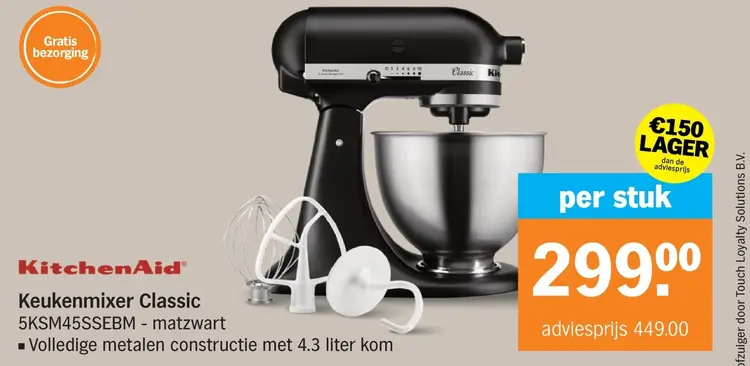 Aanbieding: KitchenAid Keukenmixer Classic 5KSM45SSEBM 