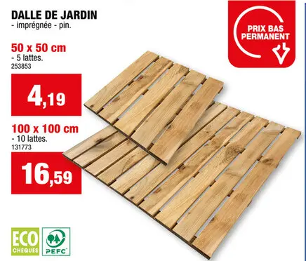 Offre: Cartri Dalle de terrasse 50x50 cm 0,25m² bois