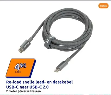 Aanbieding: Re-load snelle laad- en datakabel USB-C naar USB-C 2.0