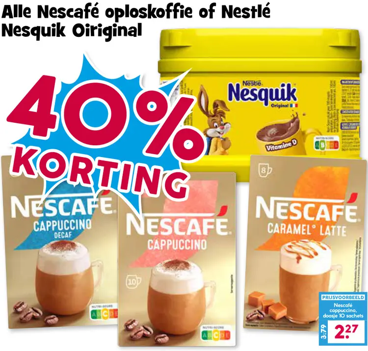 Aanbieding: Oploskoffie of Nesquik Original
