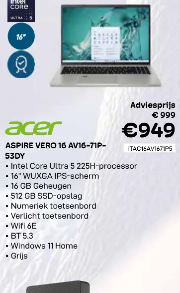 Promotie: Aspire vero 16 av16-71p-53dy