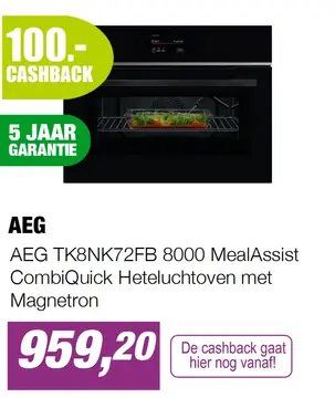 Aanbieding: AEG TK8NK72FB 8000 MealAssist CombiQuick Heteluchtoven met Magnetron