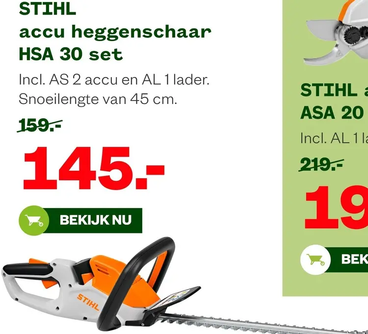 Aanbieding: Accu heggenschaar HSA 30 set