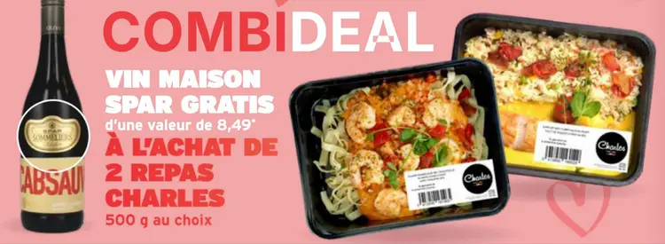 Offre: Vin maison + 2 repas charles