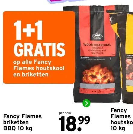 Aanbieding: Briketten BBQ 10 kg 1+1 GRATIS