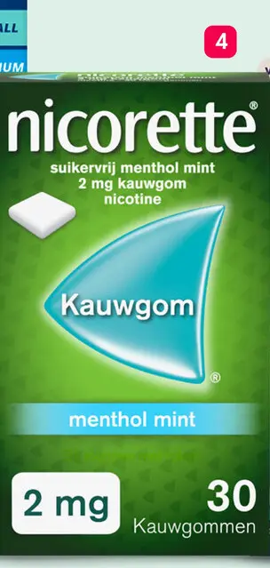 Aanbieding: Nicorette suikervrij menthol mint kauwgom