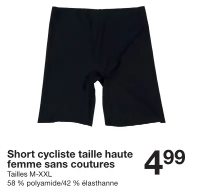 Offre: Short cycliste taille haute femme sans coutur