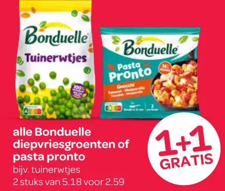 Aanbieding: Diepvriesgroenten of pasta pronto