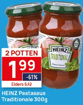 Aanbieding: 2 potten Heinz Pastasaus Traditionale 300g