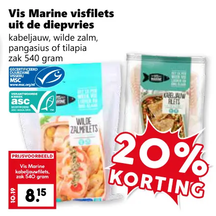 Aanbieding: Vis Marine visfilets uit de diepvries