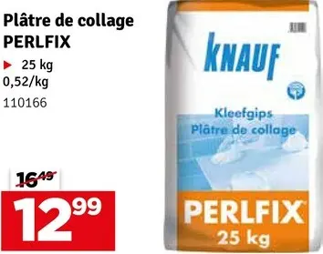 Offre: Plâtre de collage Perlifix