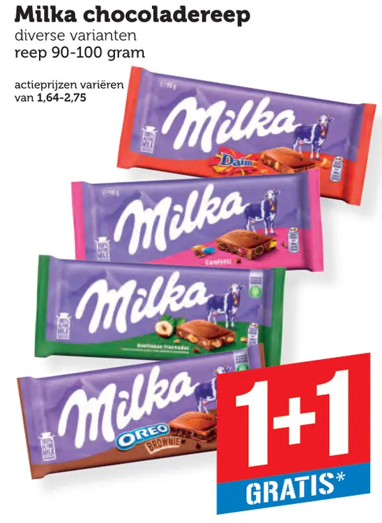 Aanbieding: Milka chocoladereep
