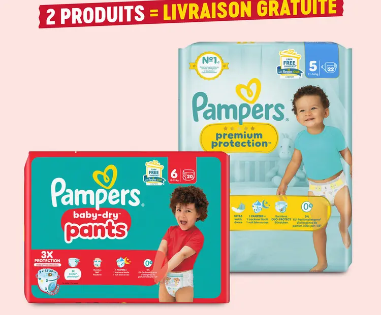 Offre: Pampers baby-dry pants and Pampers premium pr