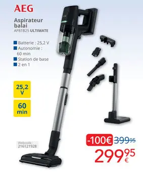Offre: AEG Aspirateur balai AP81825 ULTIMATE