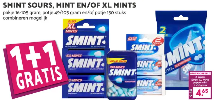 Aanbieding: Smint sours, mint en/of xl mints